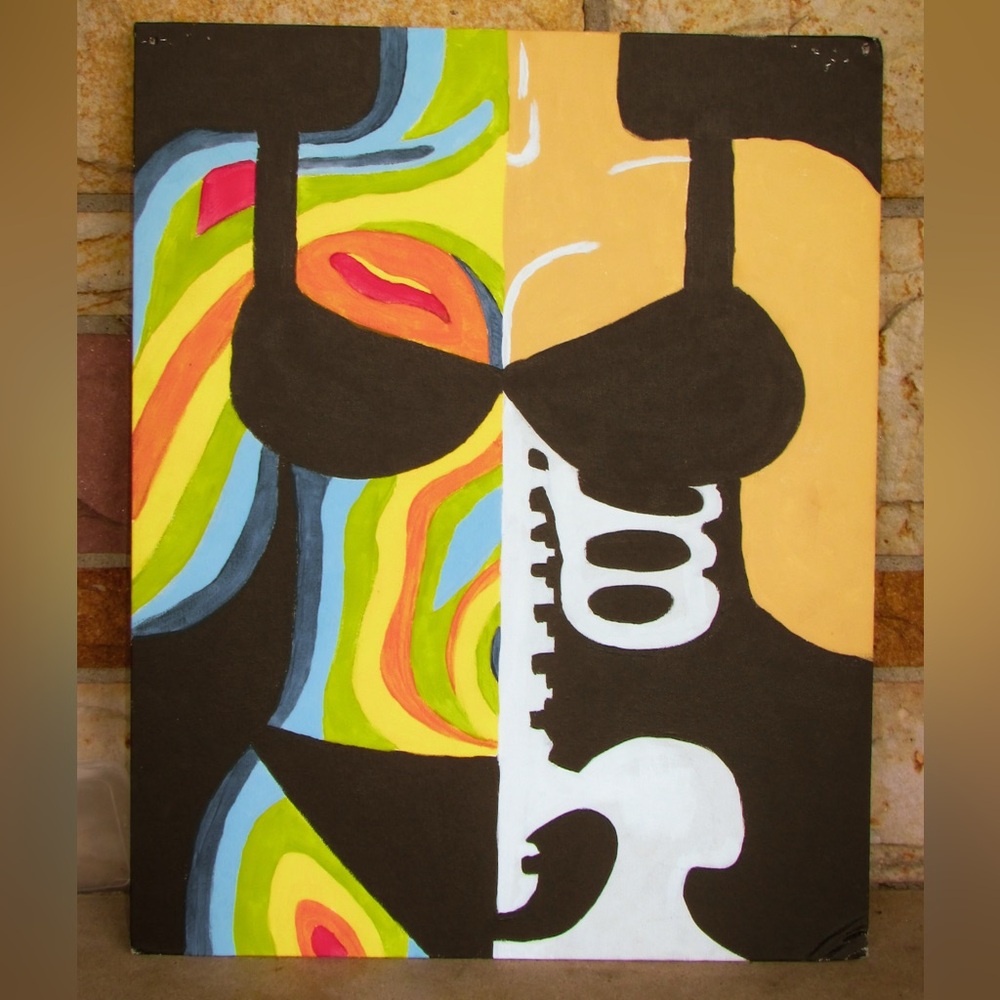 Vibrant Abstract Art with Black and Yellow Accents
